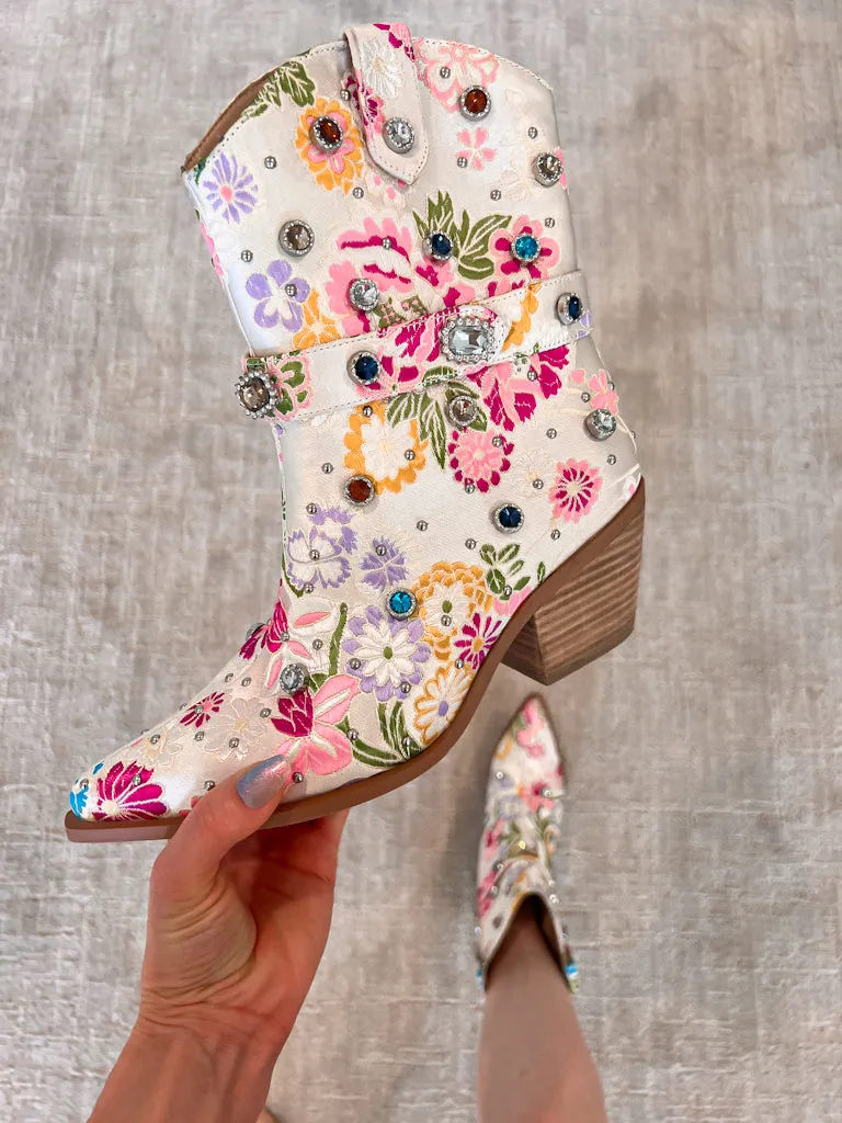 Western Cowboy Boot with Embroidered Gems