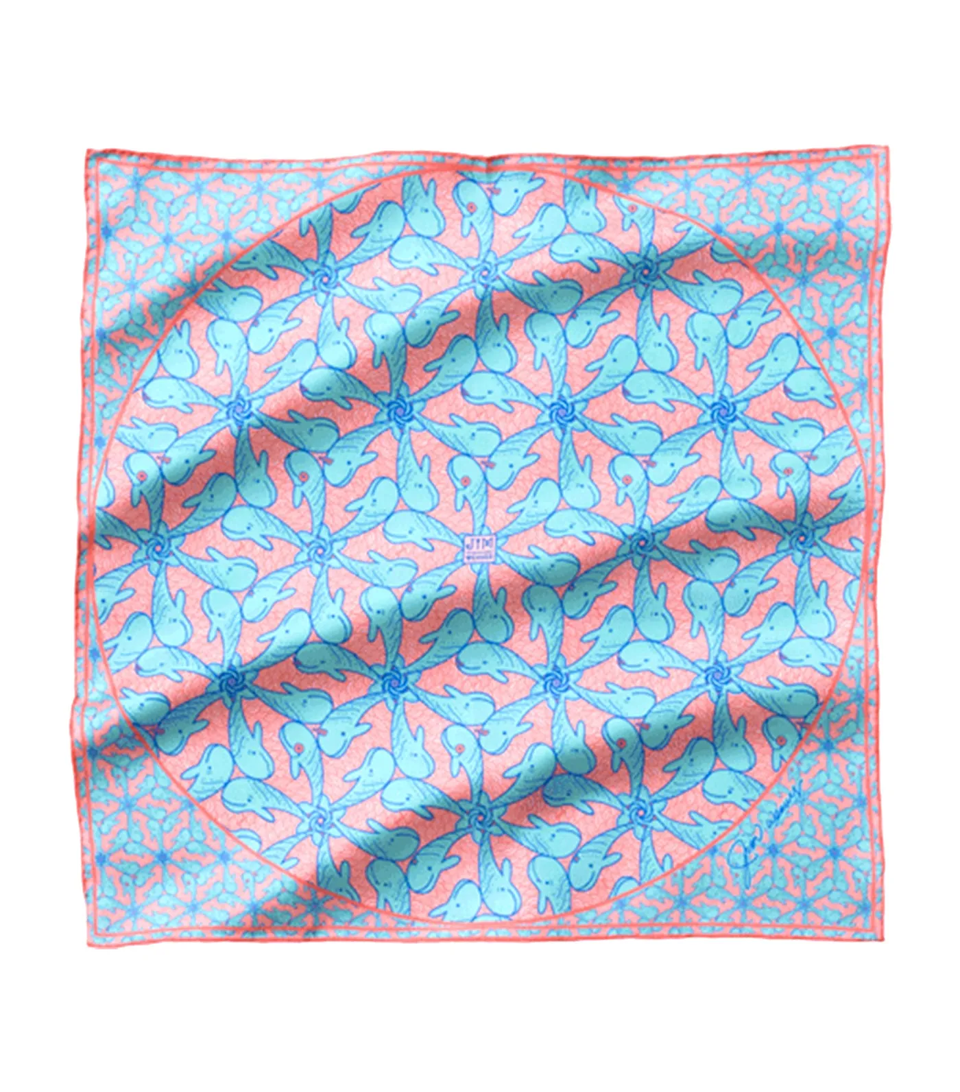 Whale Print Blue and Pink Pocket Square