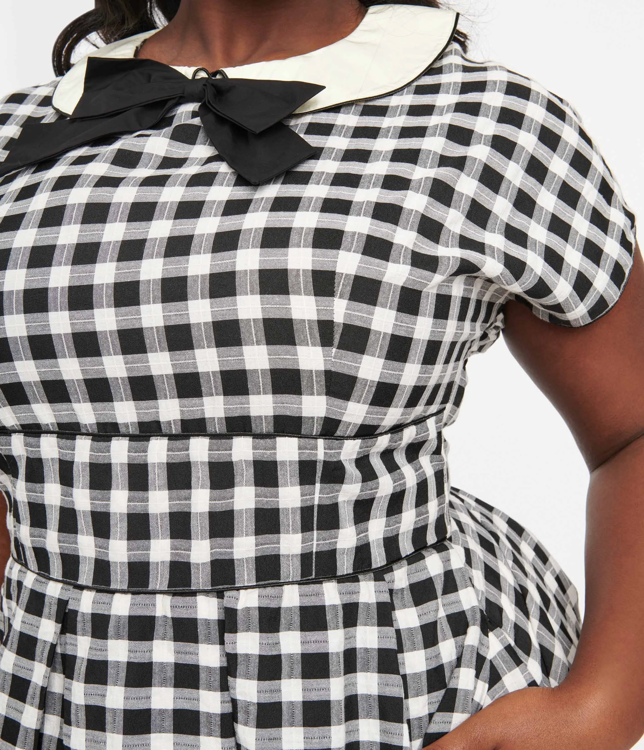 White and Black Gingham Swing Dress - Plus Size 1950s Style