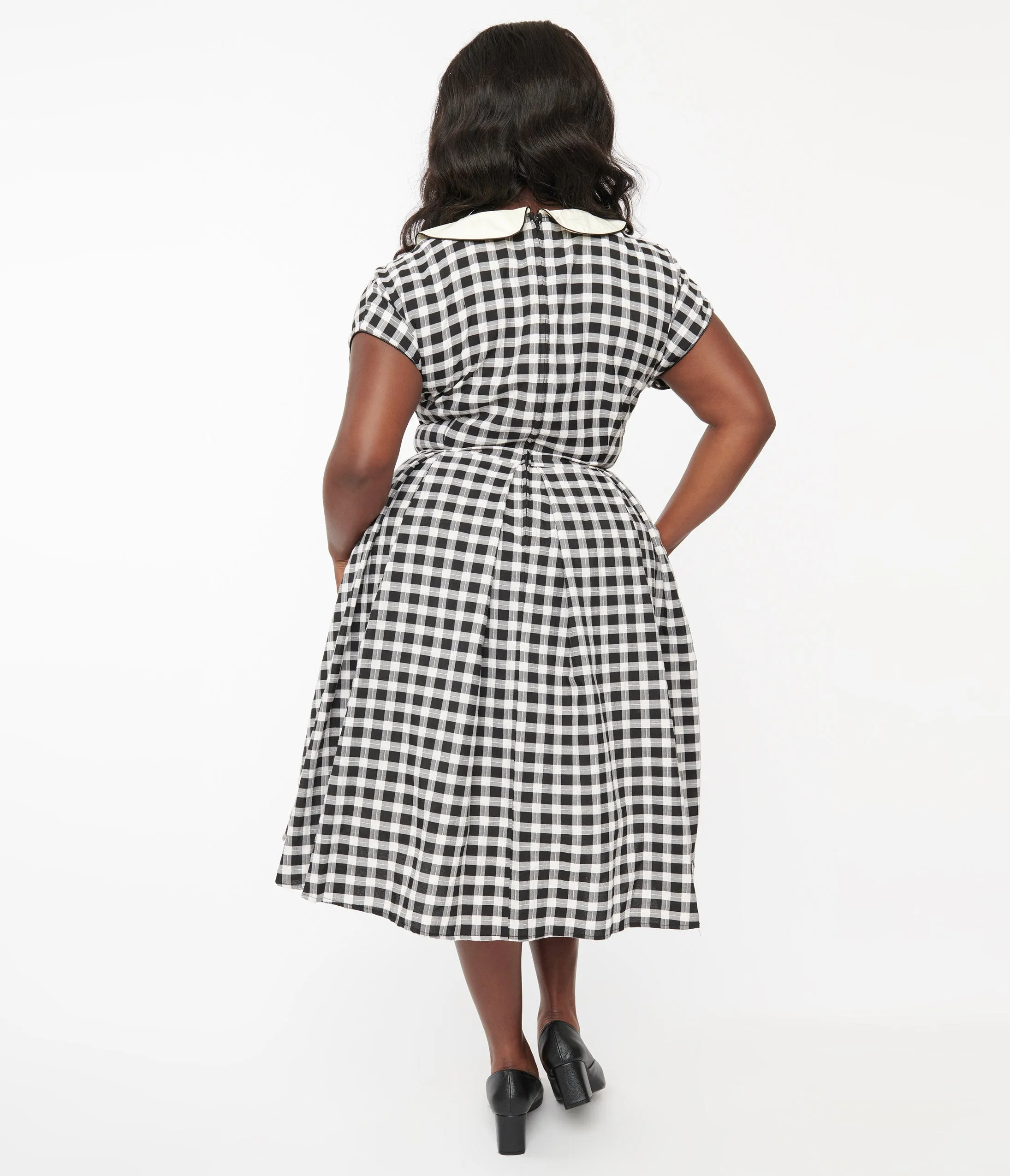 White and Black Gingham Swing Dress - Plus Size 1950s Style