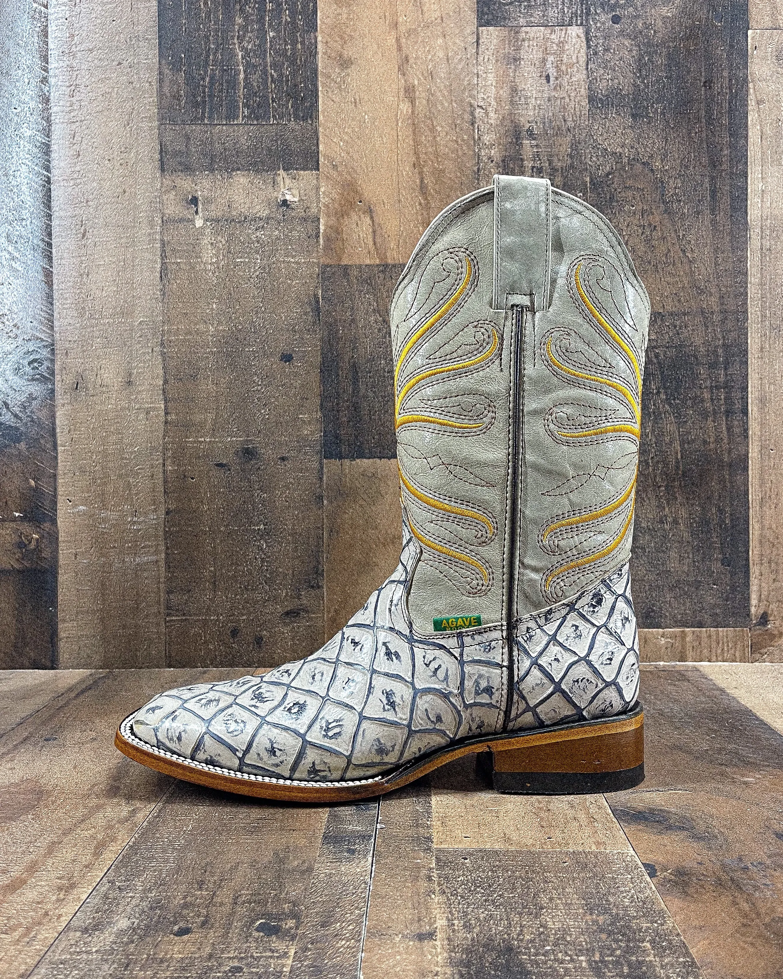 White Bass Men Square Toe Cowboy Boots