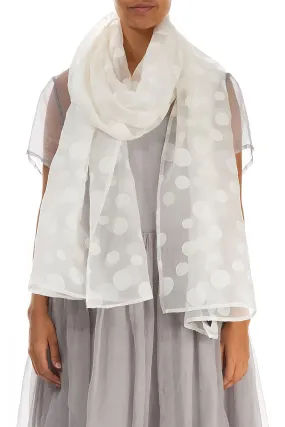 White Bubble Silk Scarf