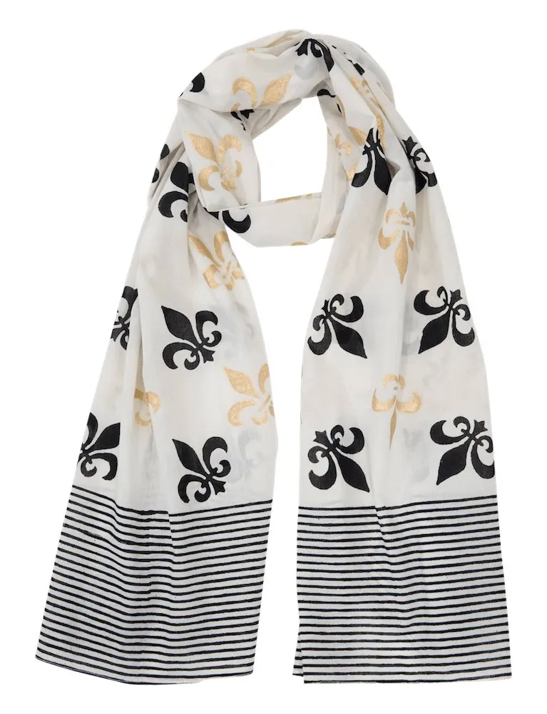 White Fleur de Lis Scarf