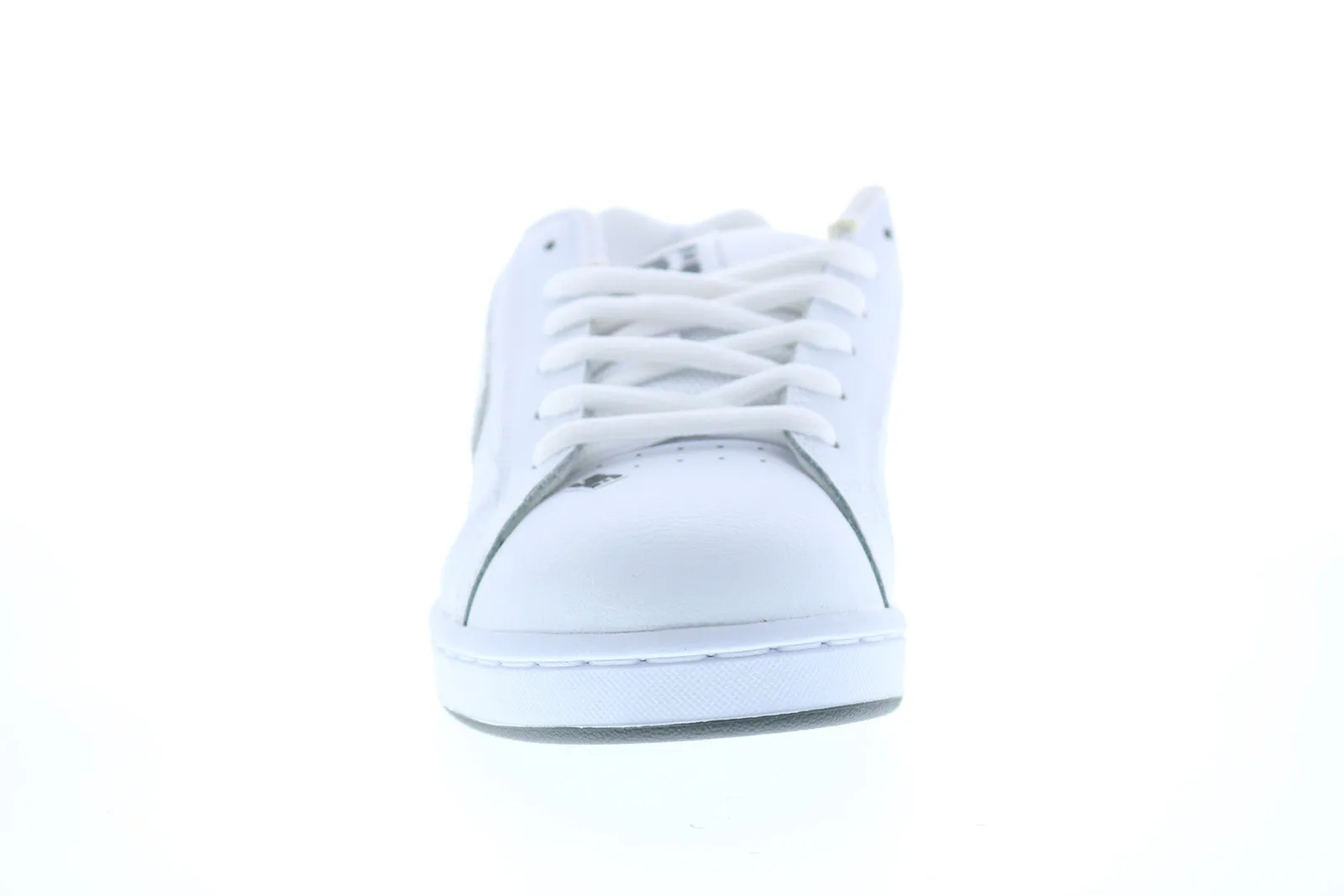 White Leather Lace Up Skate Sneakers for Men in DC Net 302361 Style