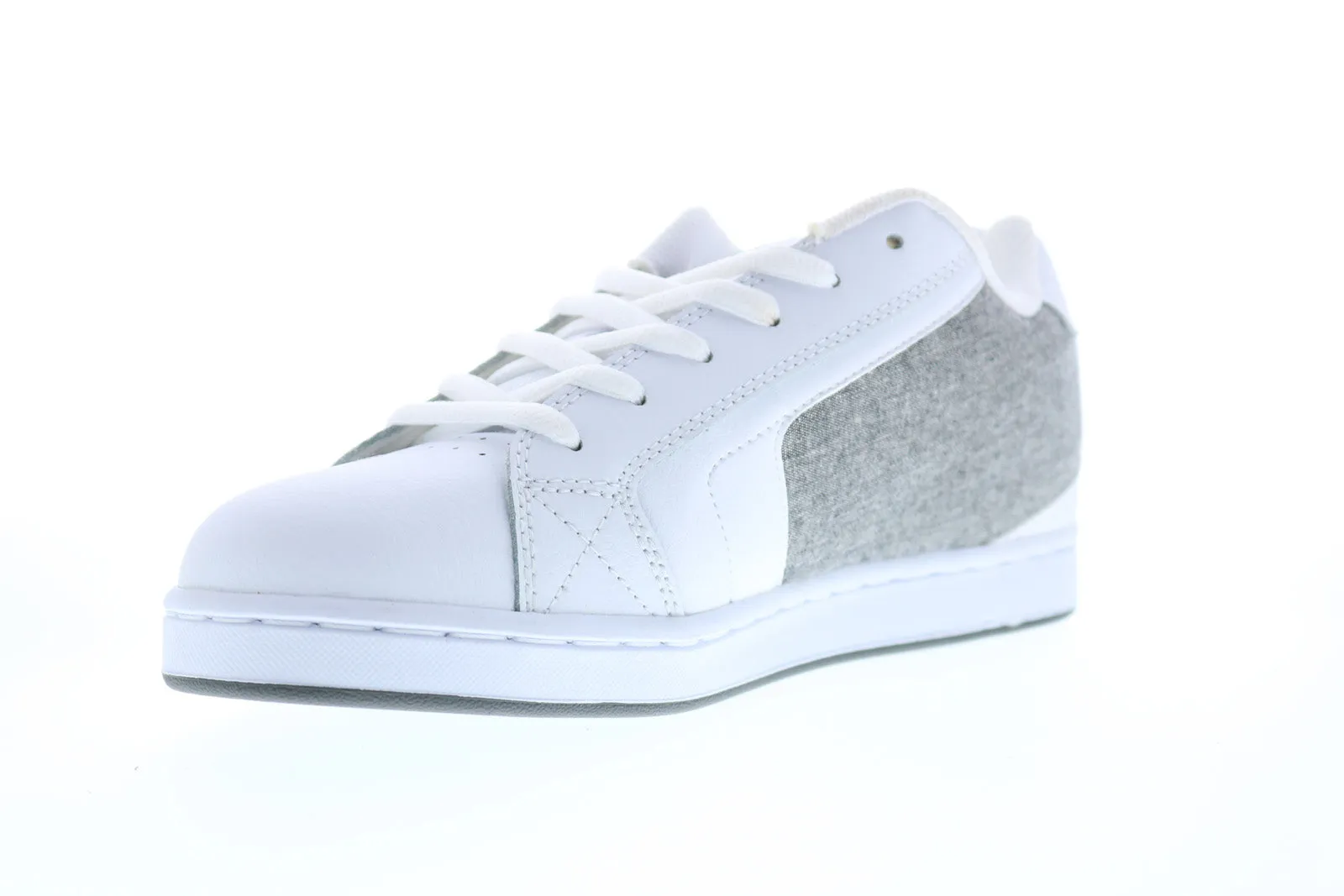 White Leather Lace Up Skate Sneakers for Men in DC Net 302361 Style