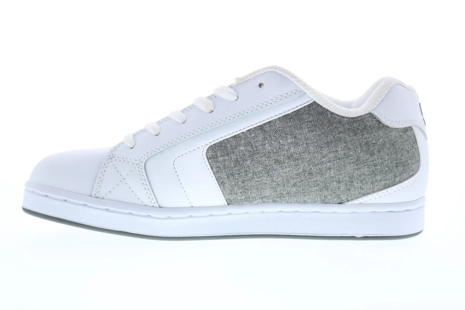 White Leather Lace Up Skate Sneakers for Men in DC Net 302361 Style