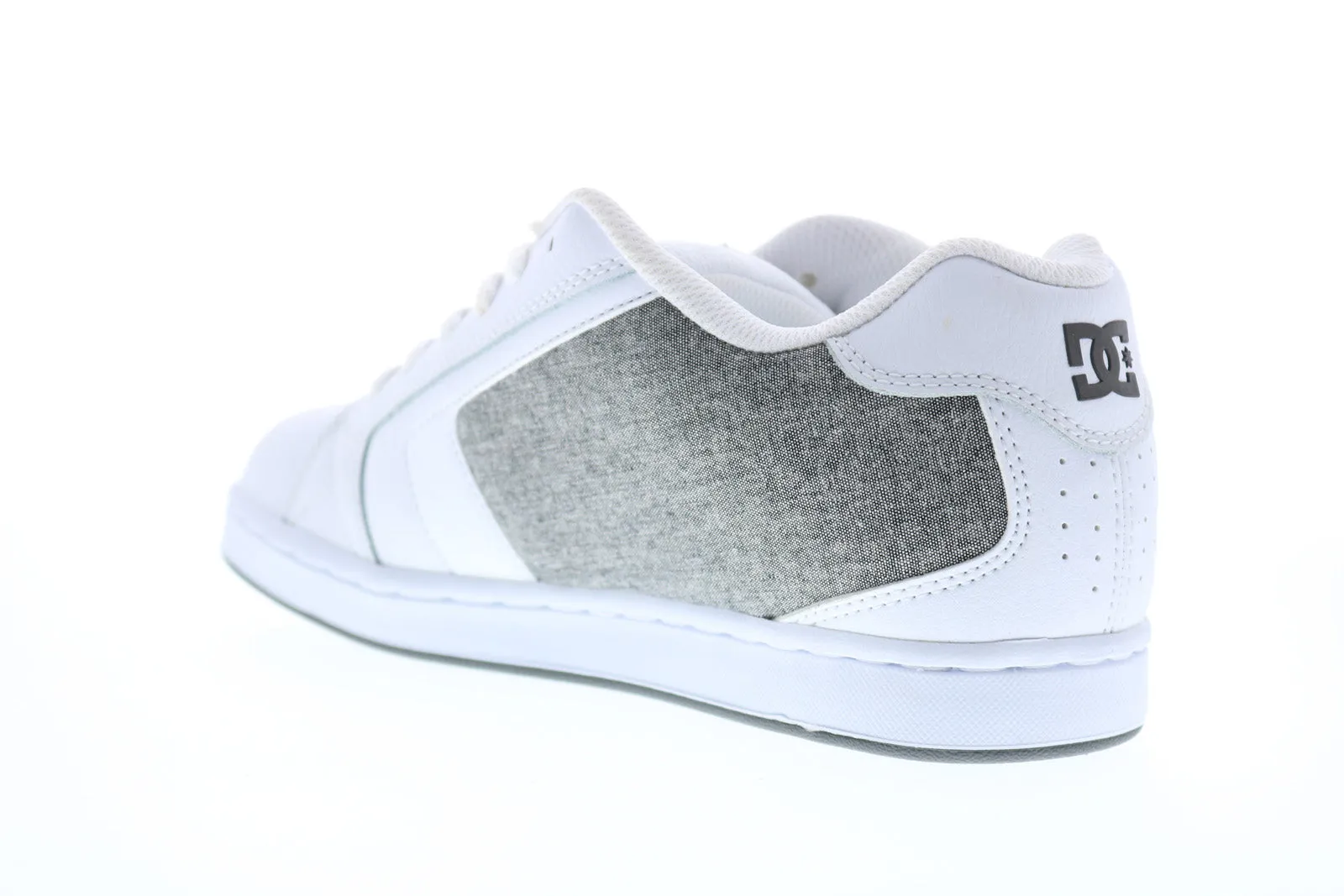 White Leather Lace Up Skate Sneakers for Men in DC Net 302361 Style