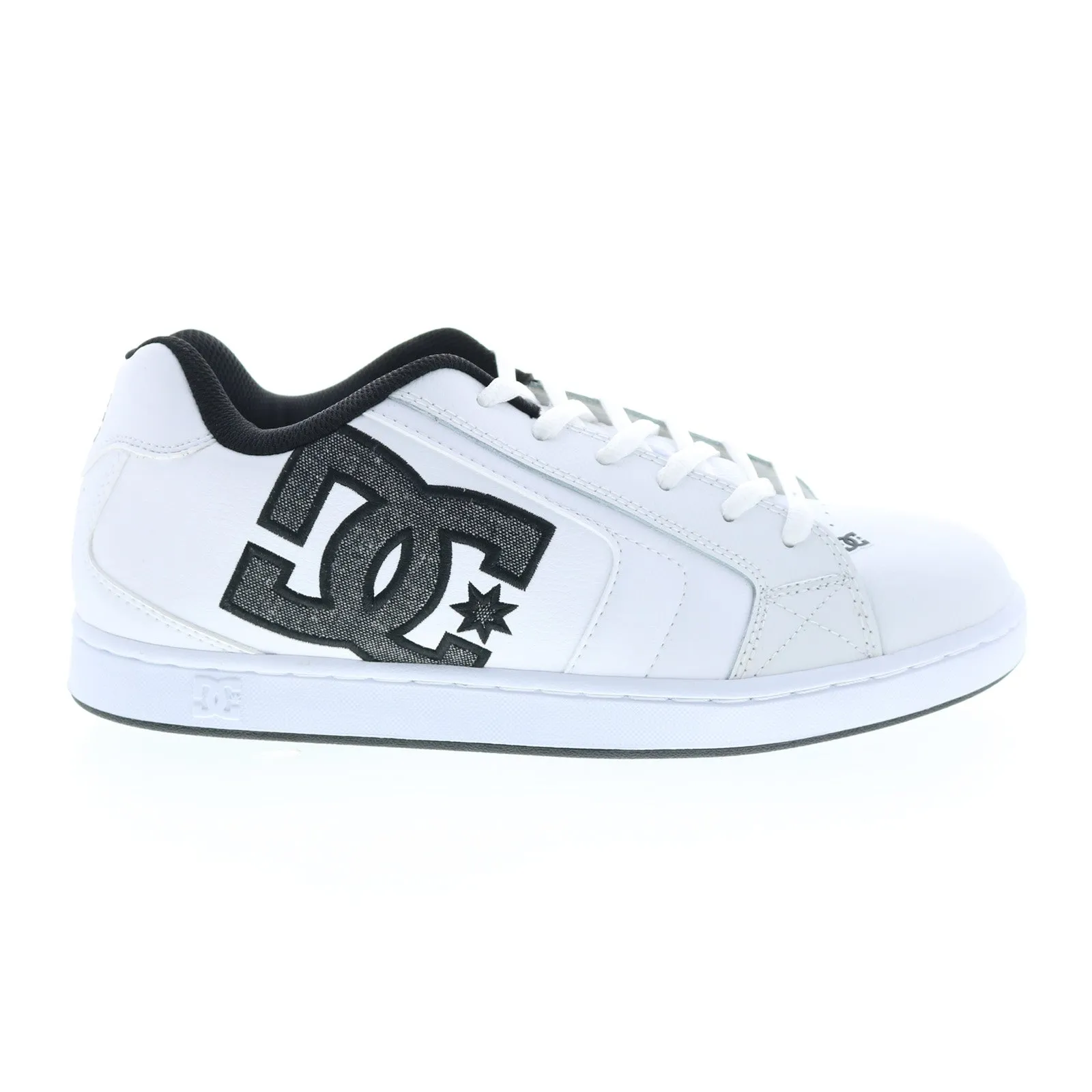 White Leather Lace Up Skate Sneakers Shoes for Men - DC Net 302361-WNW