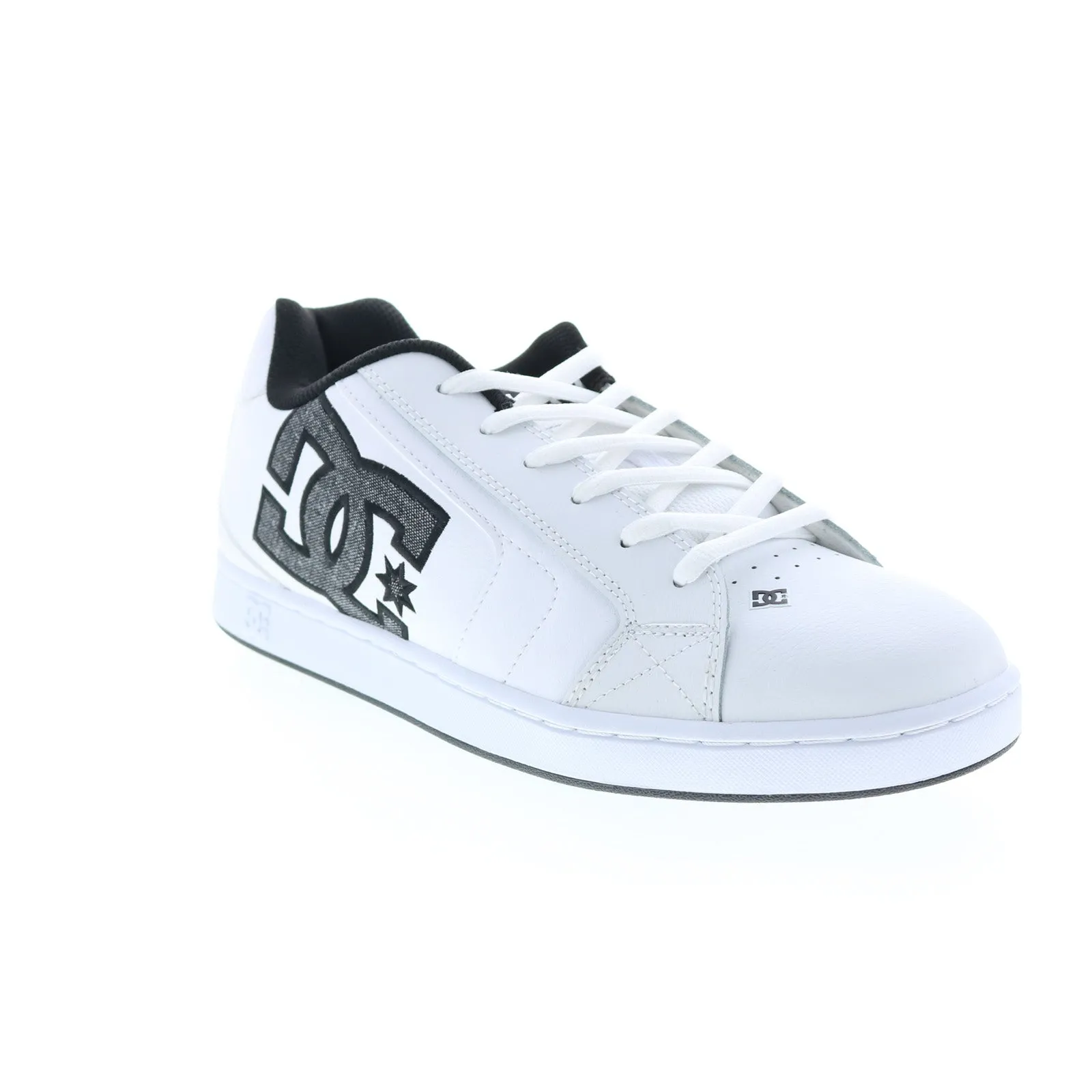 White Leather Lace Up Skate Sneakers Shoes for Men - DC Net 302361-WNW