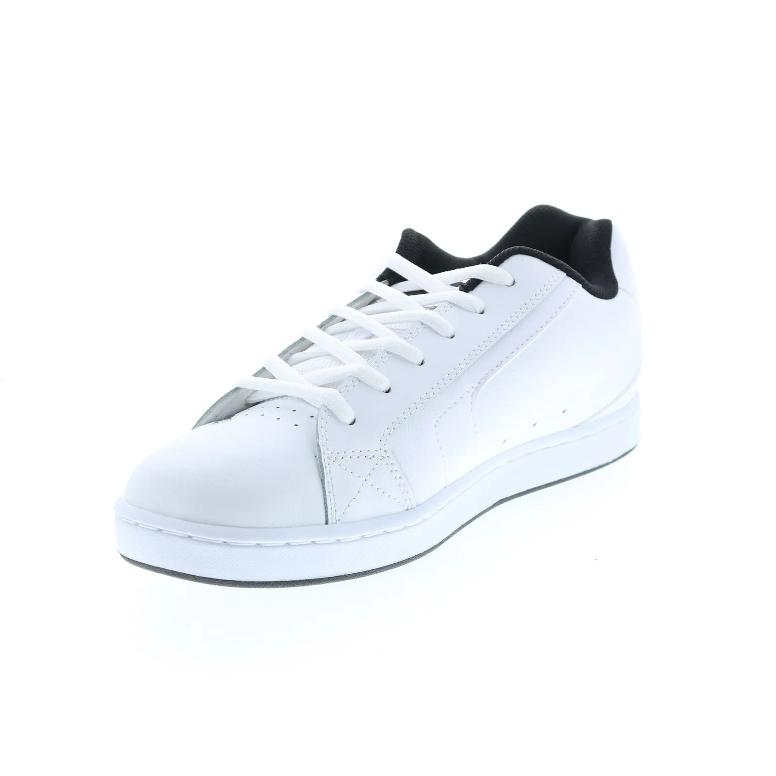 White Leather Lace Up Skate Sneakers Shoes for Men - DC Net 302361-WNW