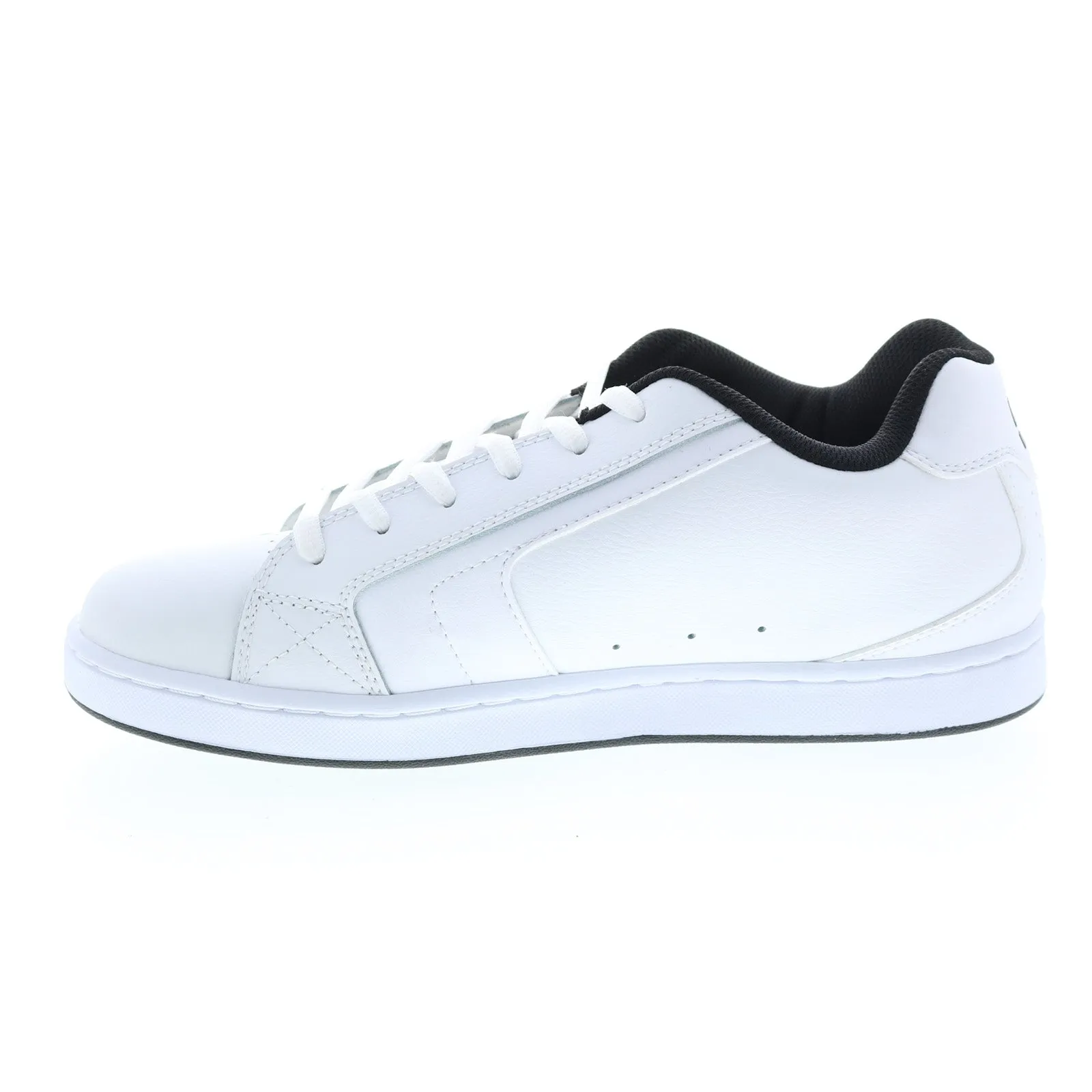 White Leather Lace Up Skate Sneakers Shoes for Men - DC Net 302361-WNW