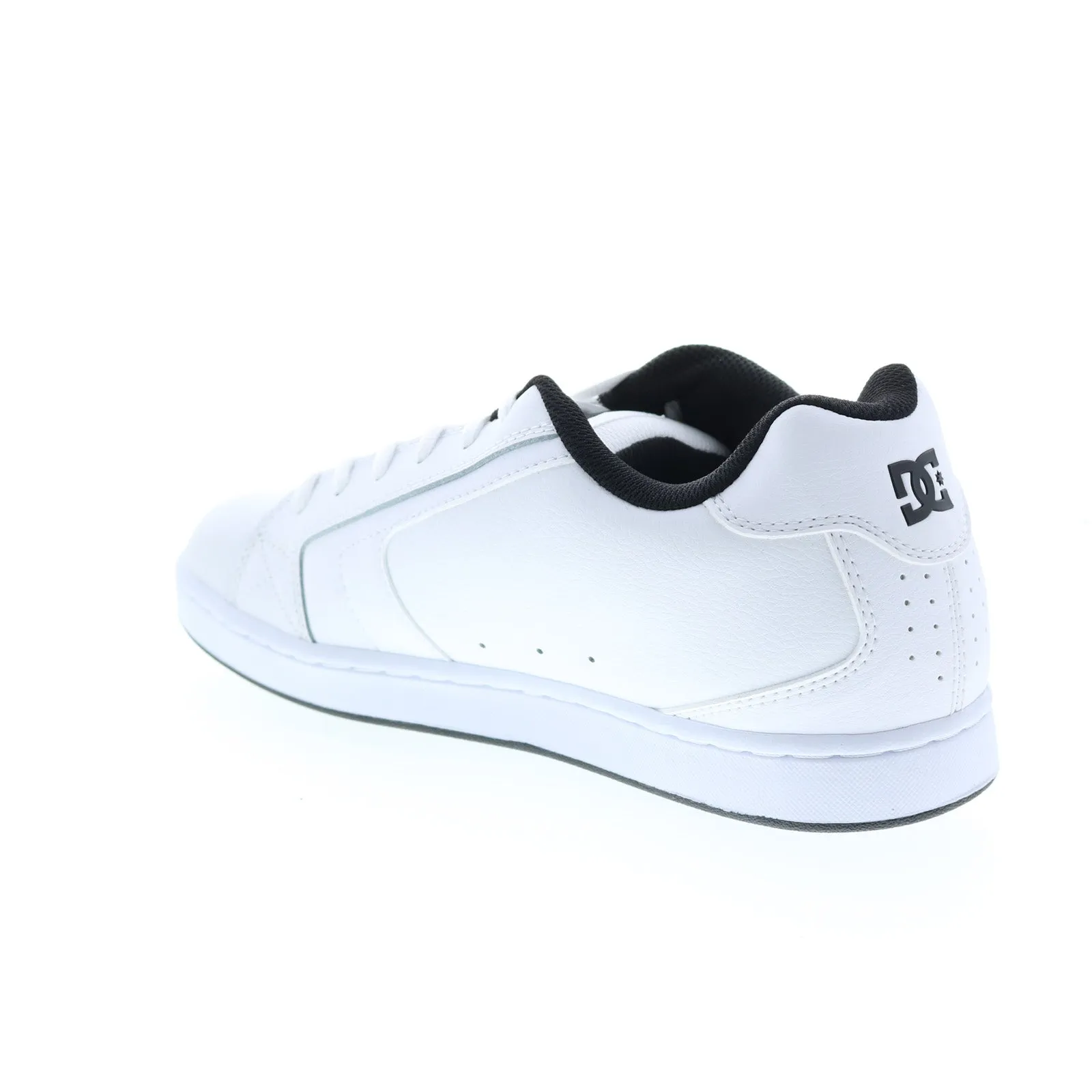 White Leather Lace Up Skate Sneakers Shoes for Men - DC Net 302361-WNW