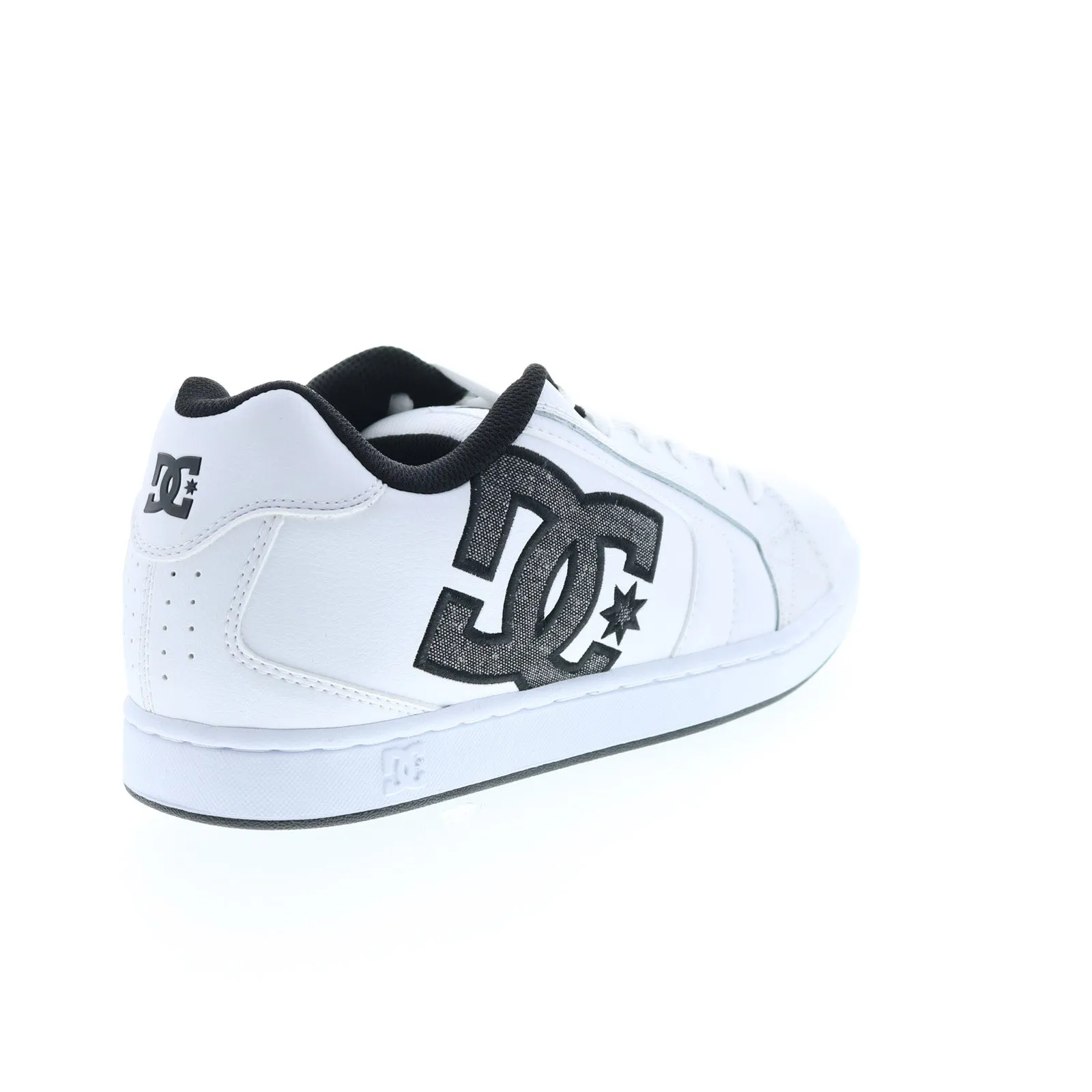 White Leather Lace Up Skate Sneakers Shoes for Men - DC Net 302361-WNW