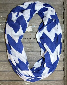 Wide Blue Chevron Infinity Scarf