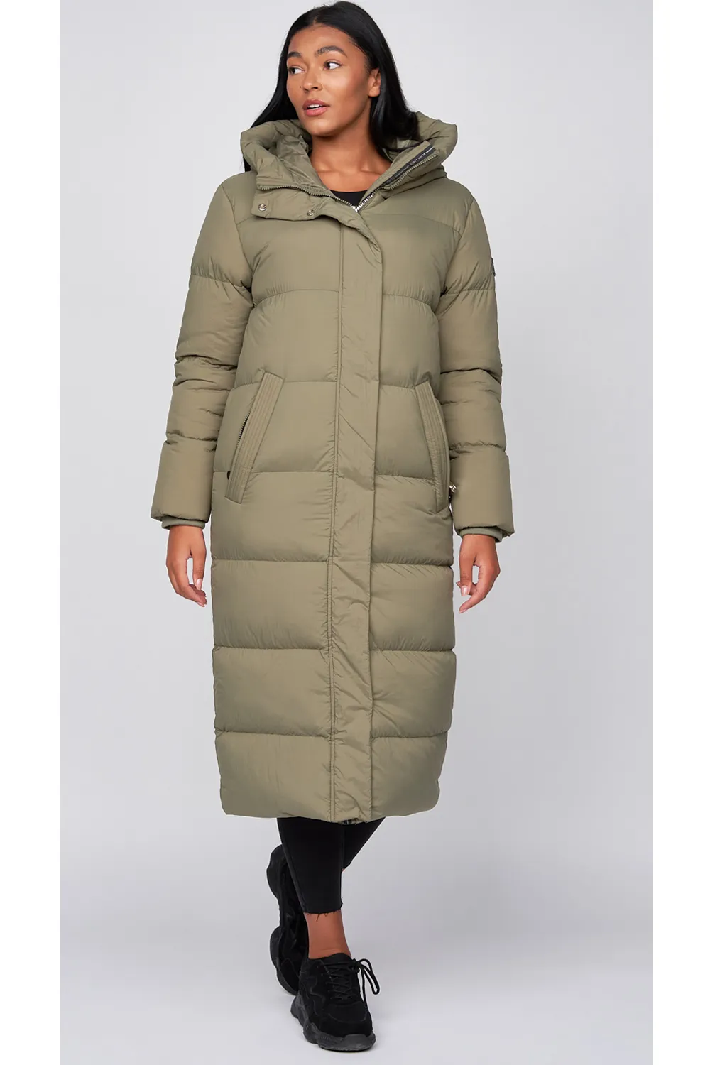 Women's Long Quilted Padded Crosshatch Winter Coat