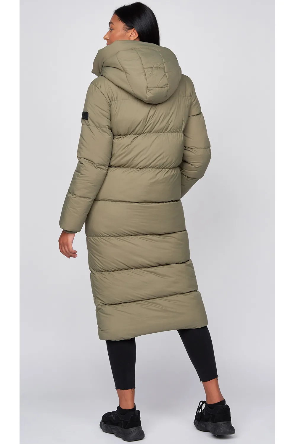 Women's Long Quilted Padded Crosshatch Winter Coat