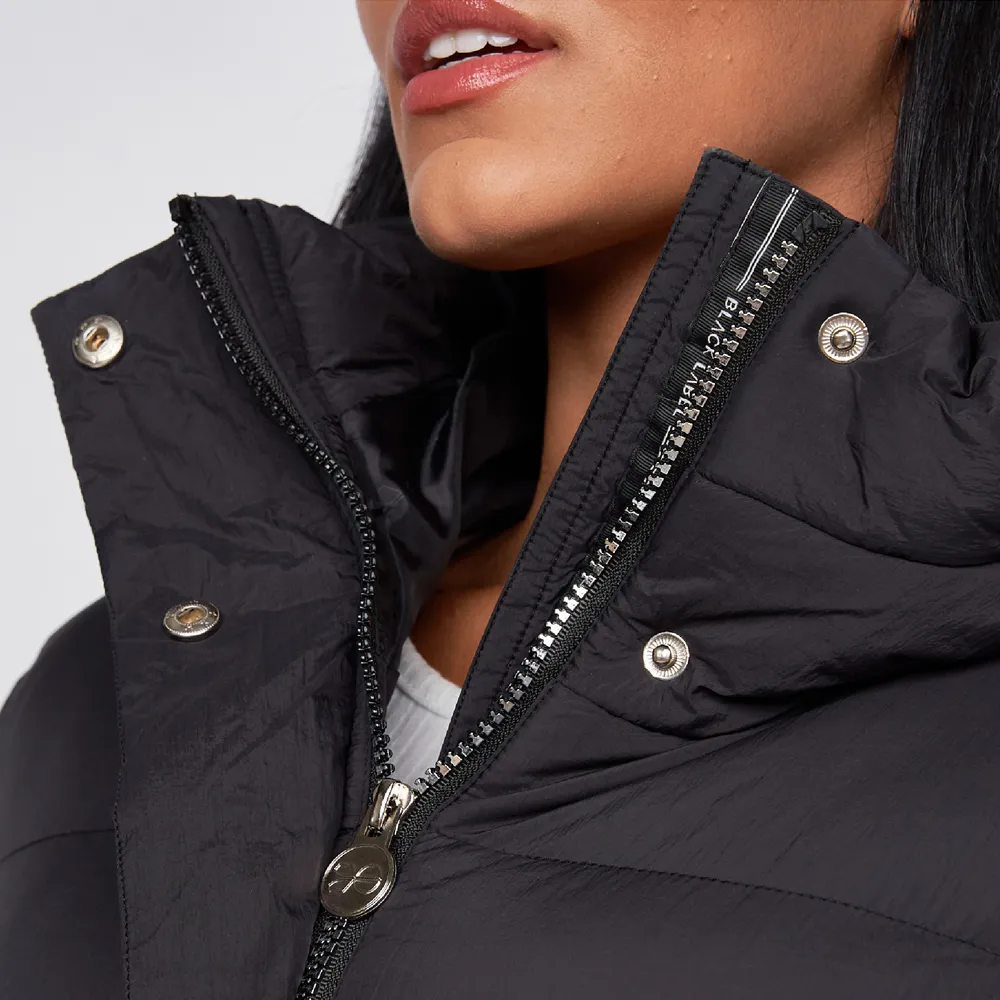 Women's Long Quilted Padded Crosshatch Winter Coat