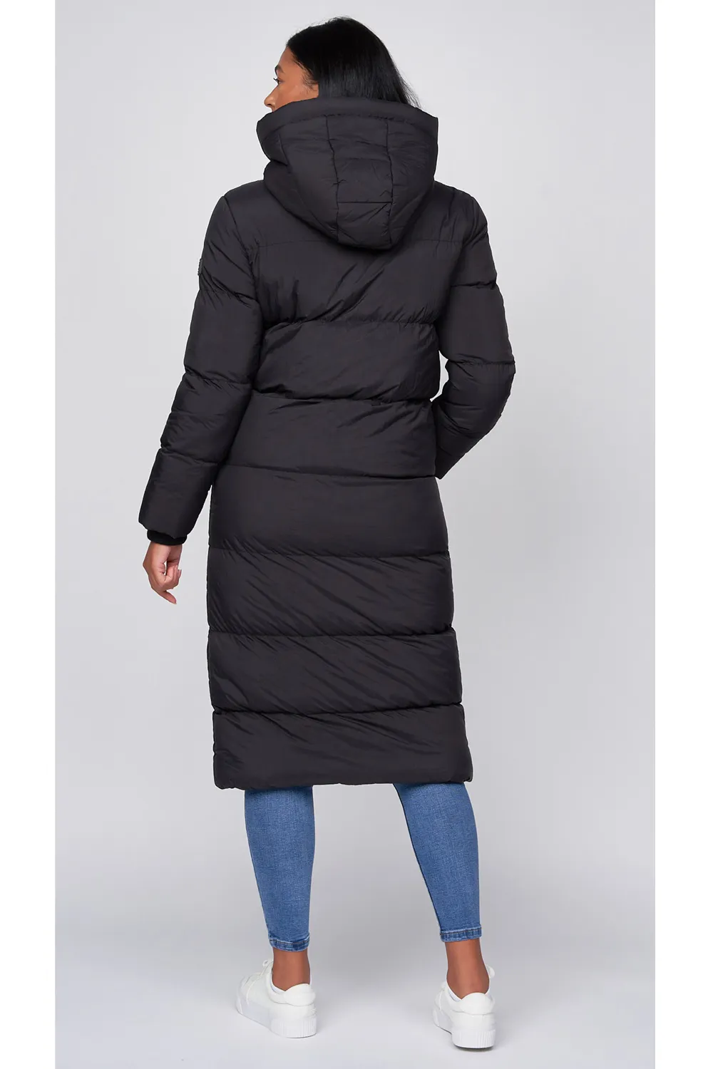 Women's Long Quilted Padded Crosshatch Winter Coat