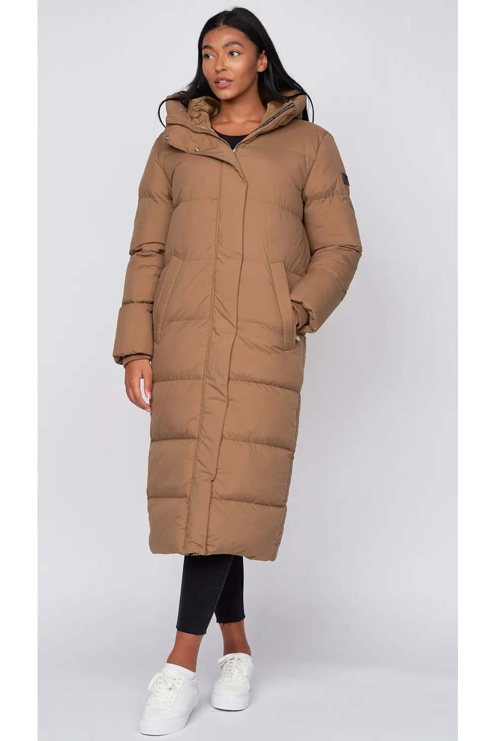 Women's Long Quilted Padded Crosshatch Winter Coat