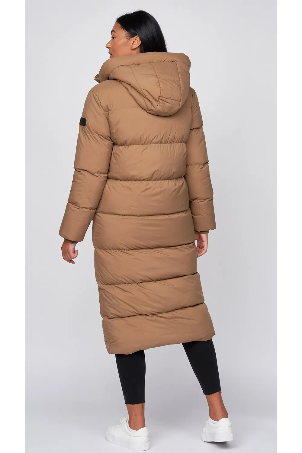 Women's Long Quilted Padded Crosshatch Winter Coat