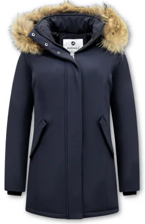 Women's Blue Fox Fur Winter Coat