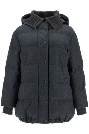 Wool Down Jacket Hood Grey - Brunello Cucinelli