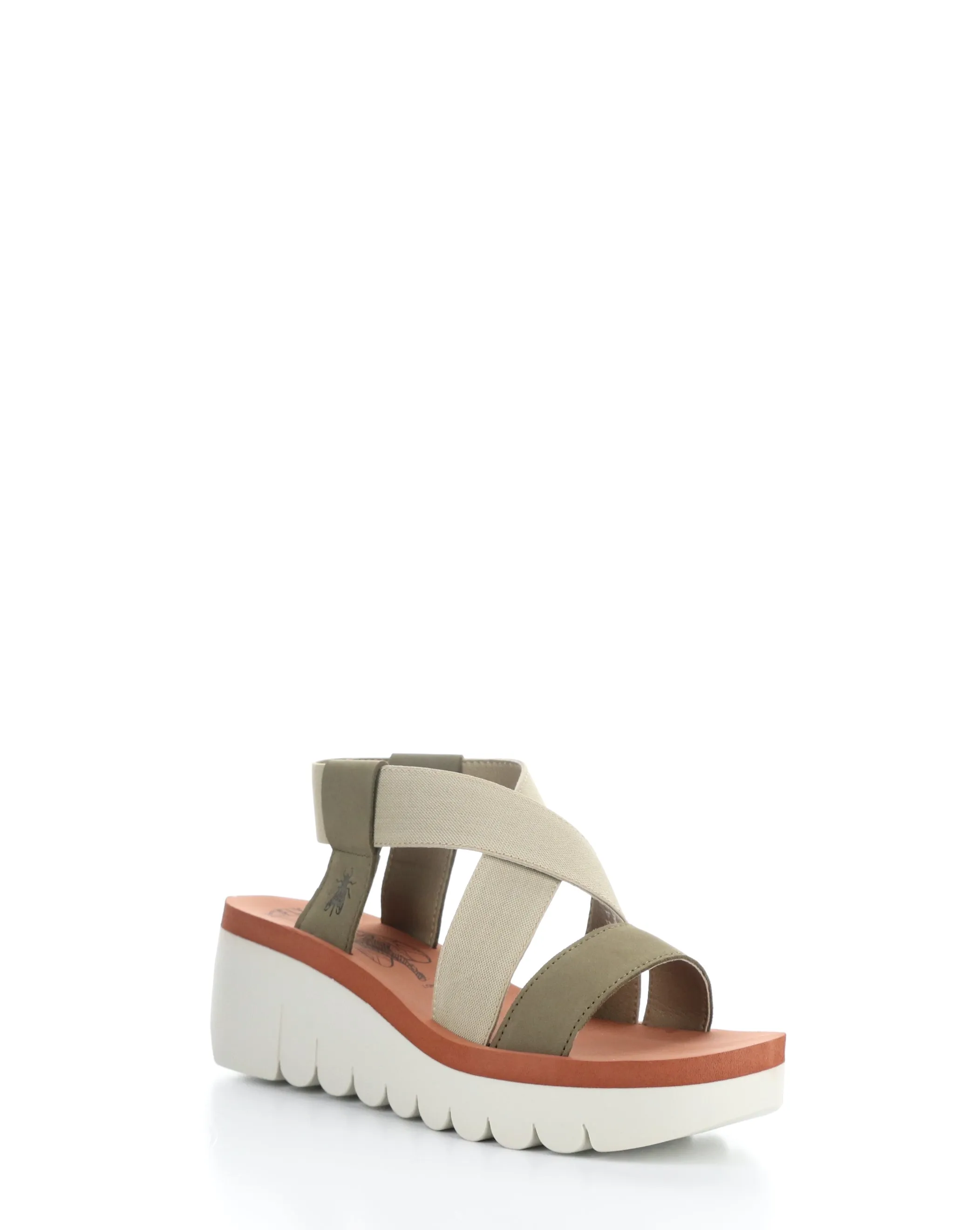 YABI922FLY Sandals in Military, Beige, and Brick with Round Toe