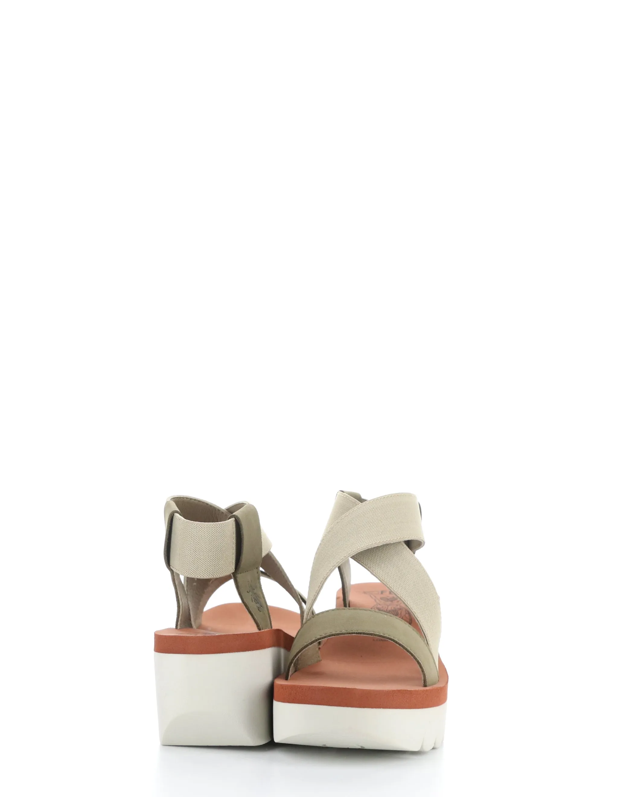 YABI922FLY Sandals in Military, Beige, and Brick with Round Toe