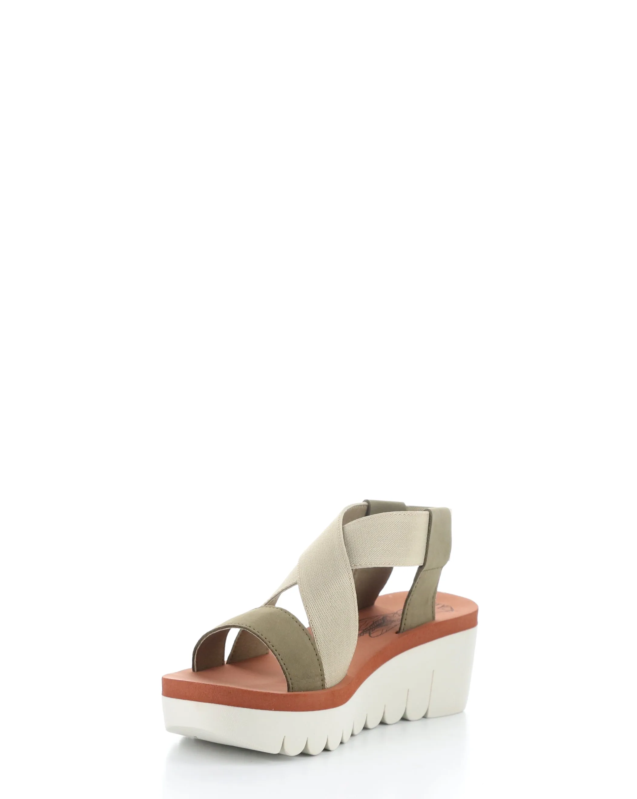 YABI922FLY Sandals in Military, Beige, and Brick with Round Toe