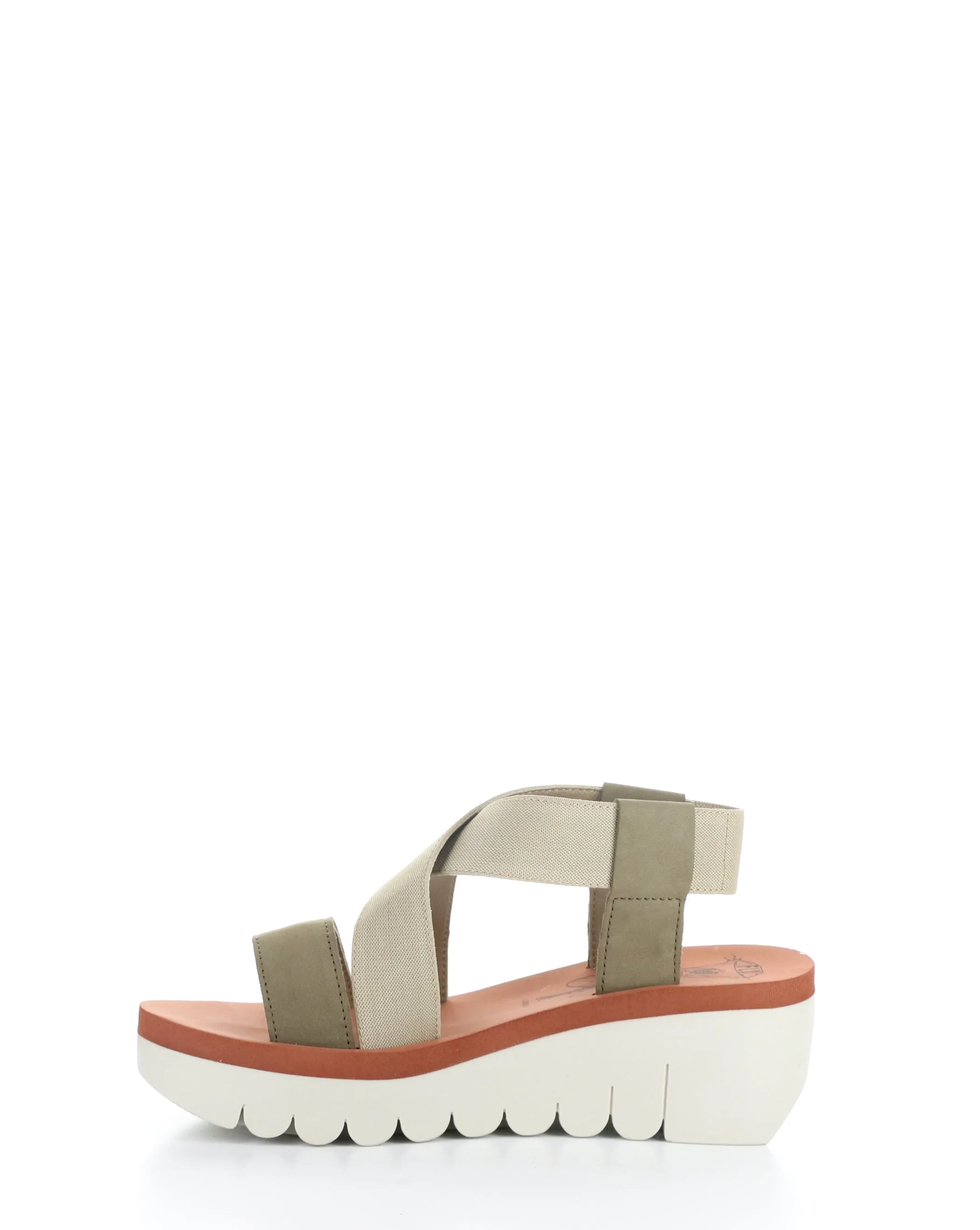 YABI922FLY Sandals in Military, Beige, and Brick with Round Toe