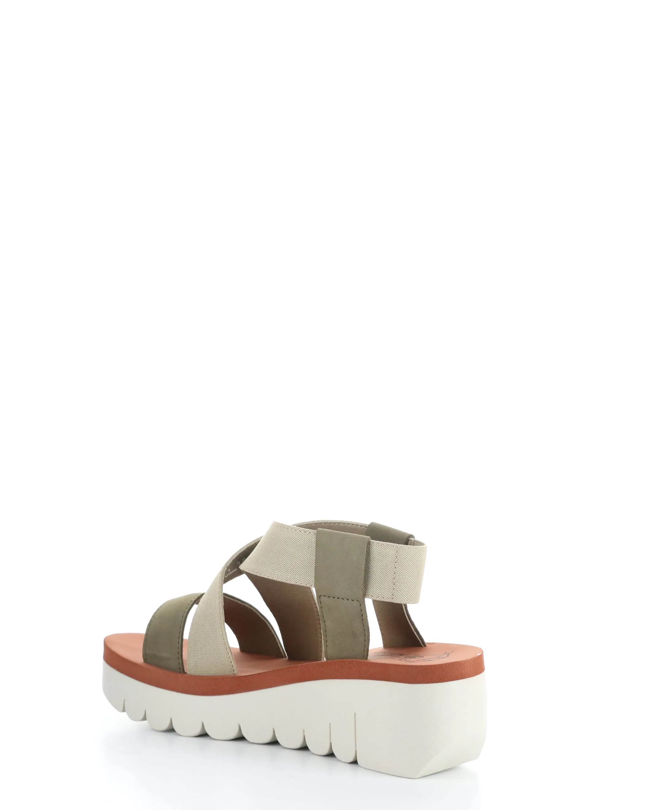 YABI922FLY Sandals in Military, Beige, and Brick with Round Toe