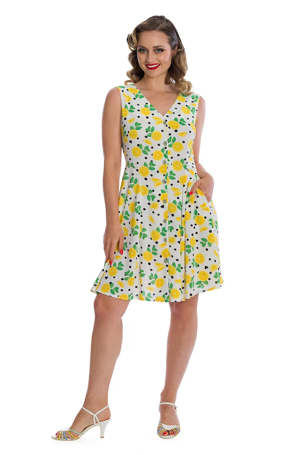 Yellow Citrus Print Dress