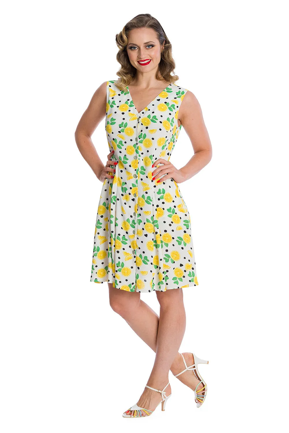 Yellow Citrus Print Dress