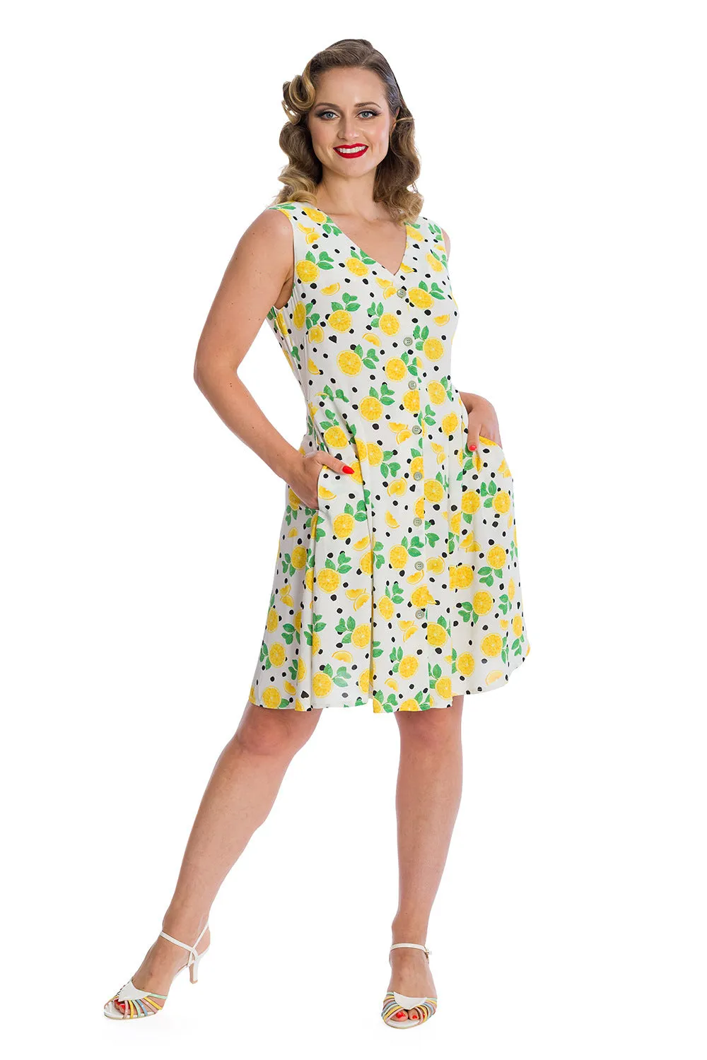 Yellow Citrus Print Dress